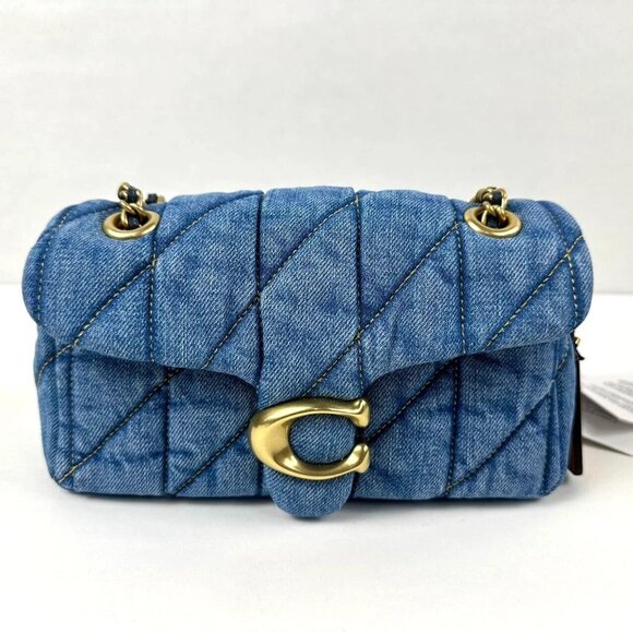 Blue Quilted Chain Shoulder Bag - Picture 3 of 14